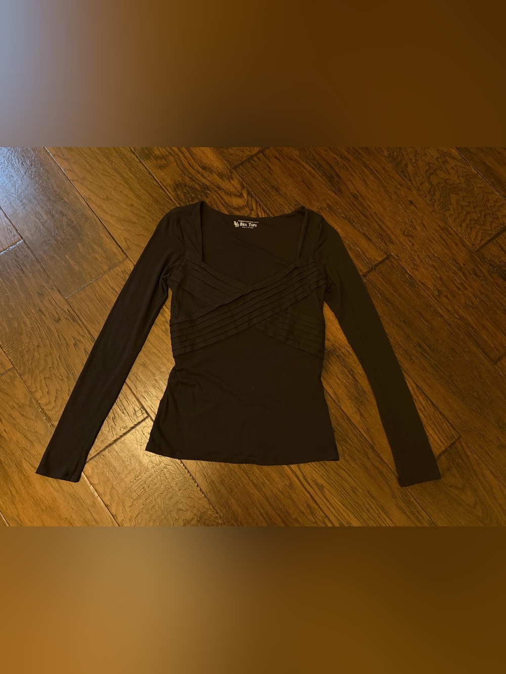 Victoria's Secret Black Long-Sleeve Pleated Crossover Top Size S